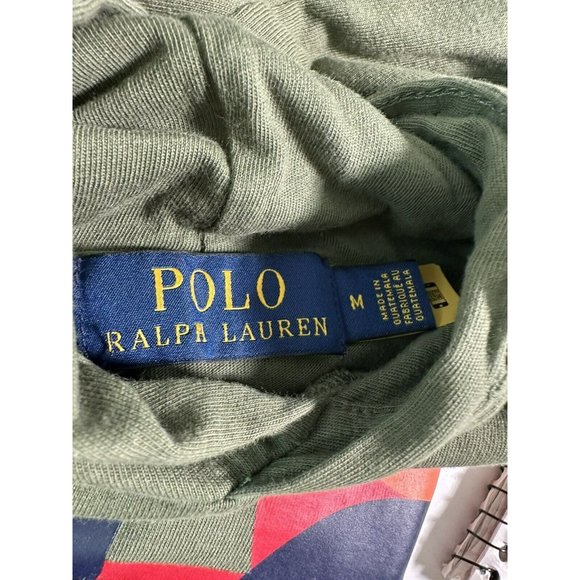 Polo Ralph Lauren Sz M Green Stacked Logo Graphic Print Hooded T-Shirt Hoodie - Picture 11 of 12
